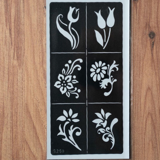 Kit de tatouage éphémère - Pochoirs fleurs variées