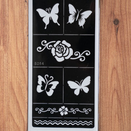 Kit de tatouage éphémère - Pochoirs papillons et bracelets fleuris
