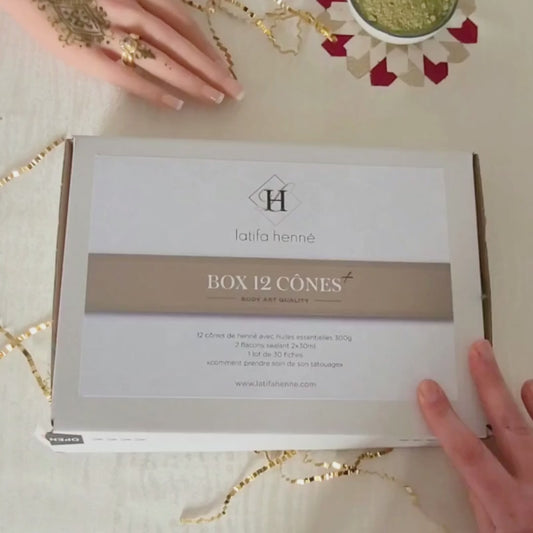 Box Pro Henné – 12 Cônes, Sealant & Fiches Conseils