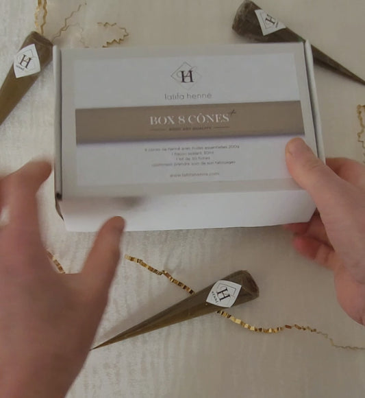 Box Pro Henné – 8 Cônes, Sealant & Fiches Conseils